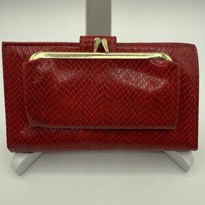 VTG New Baronet Wallet Clutch Kiss-lock Coin Purse Checkbook Red Snakeskin